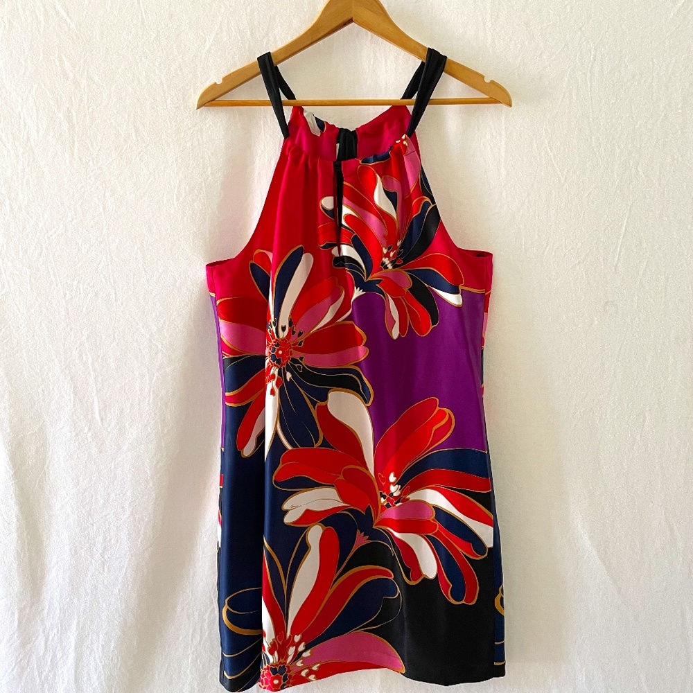 TRINA TURK Women's Size 6 Roe Halter Shift Dress Pink & Purple Floral NEW